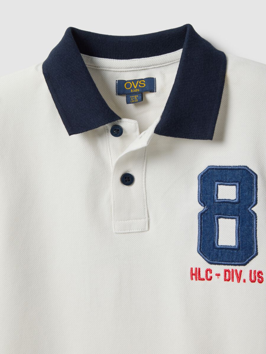 Children's white pure cotton regular fit polo_2