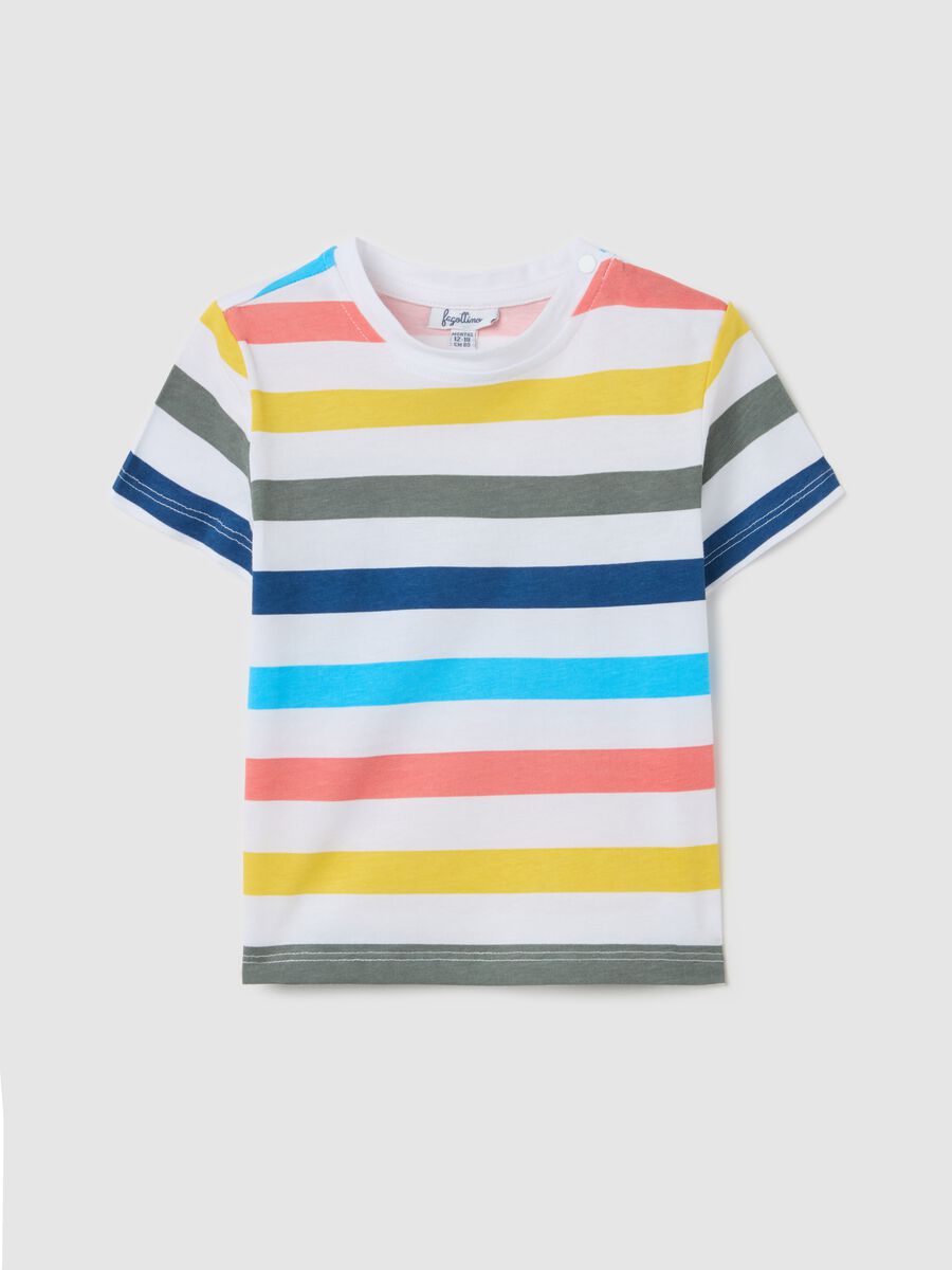 Cotton T-shirt with striped pattern_0