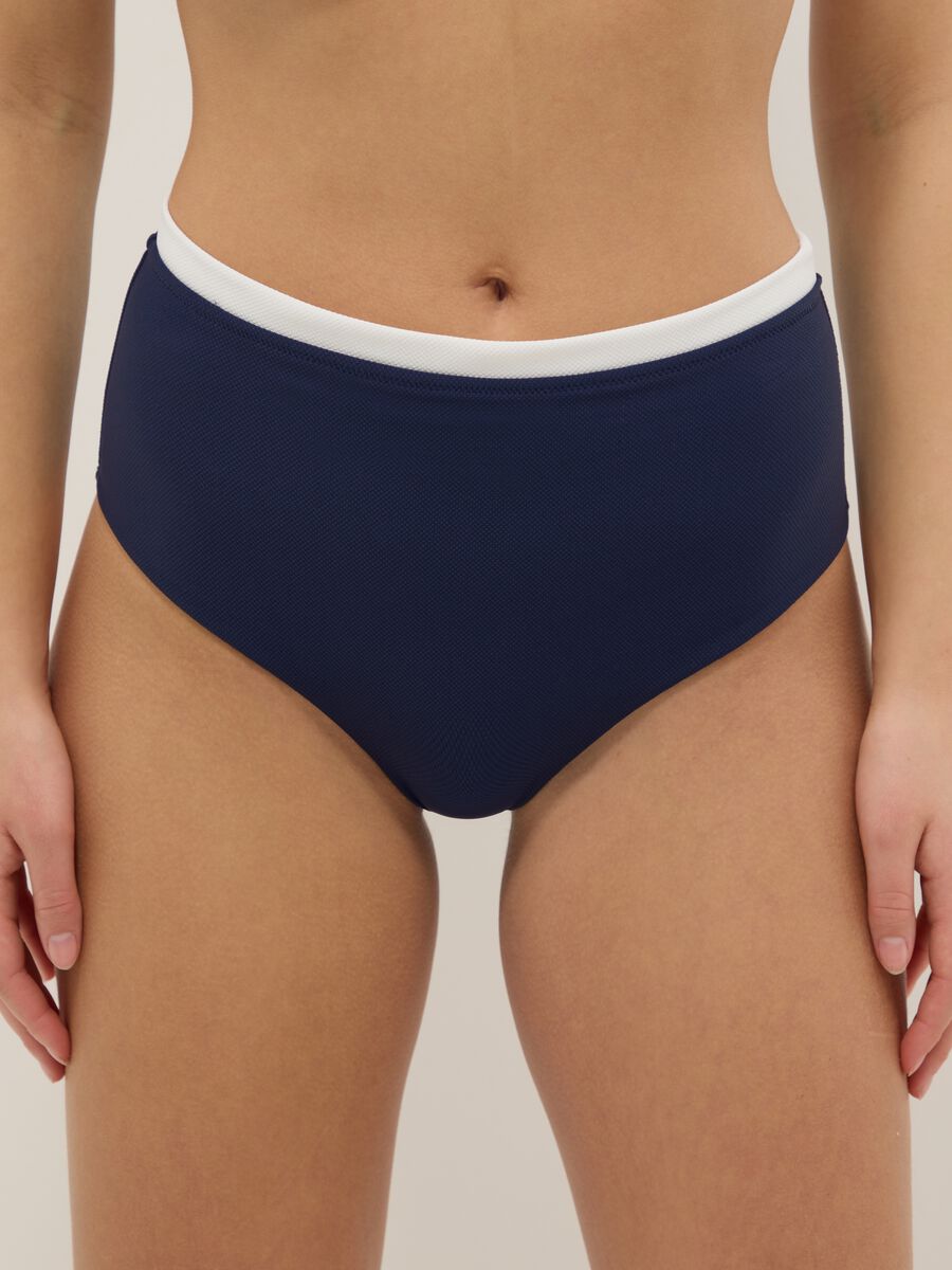 Slip bikini blu in tessuto elasticizzato_1