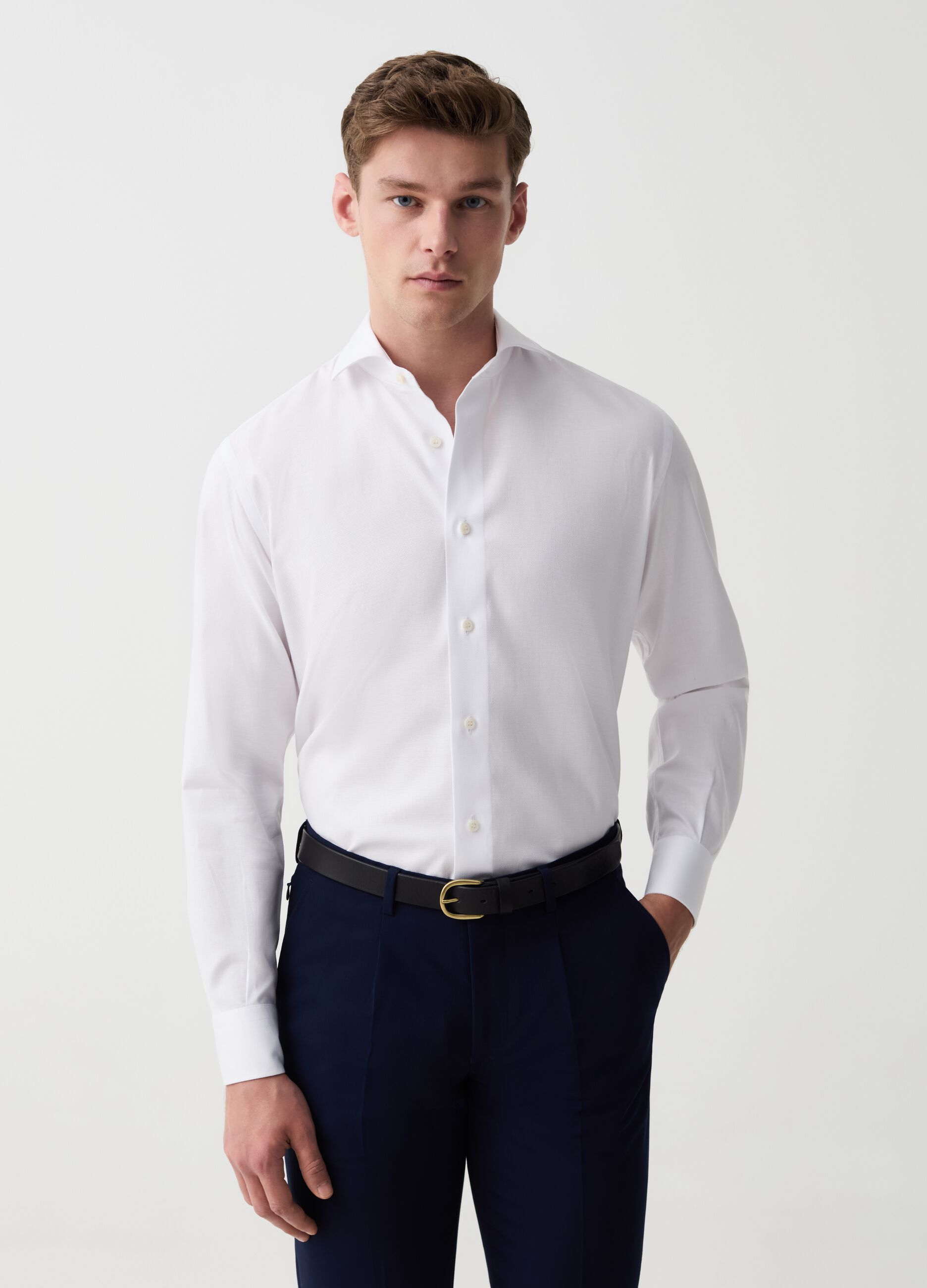 Regular-fit shirt in easy-iron cotton