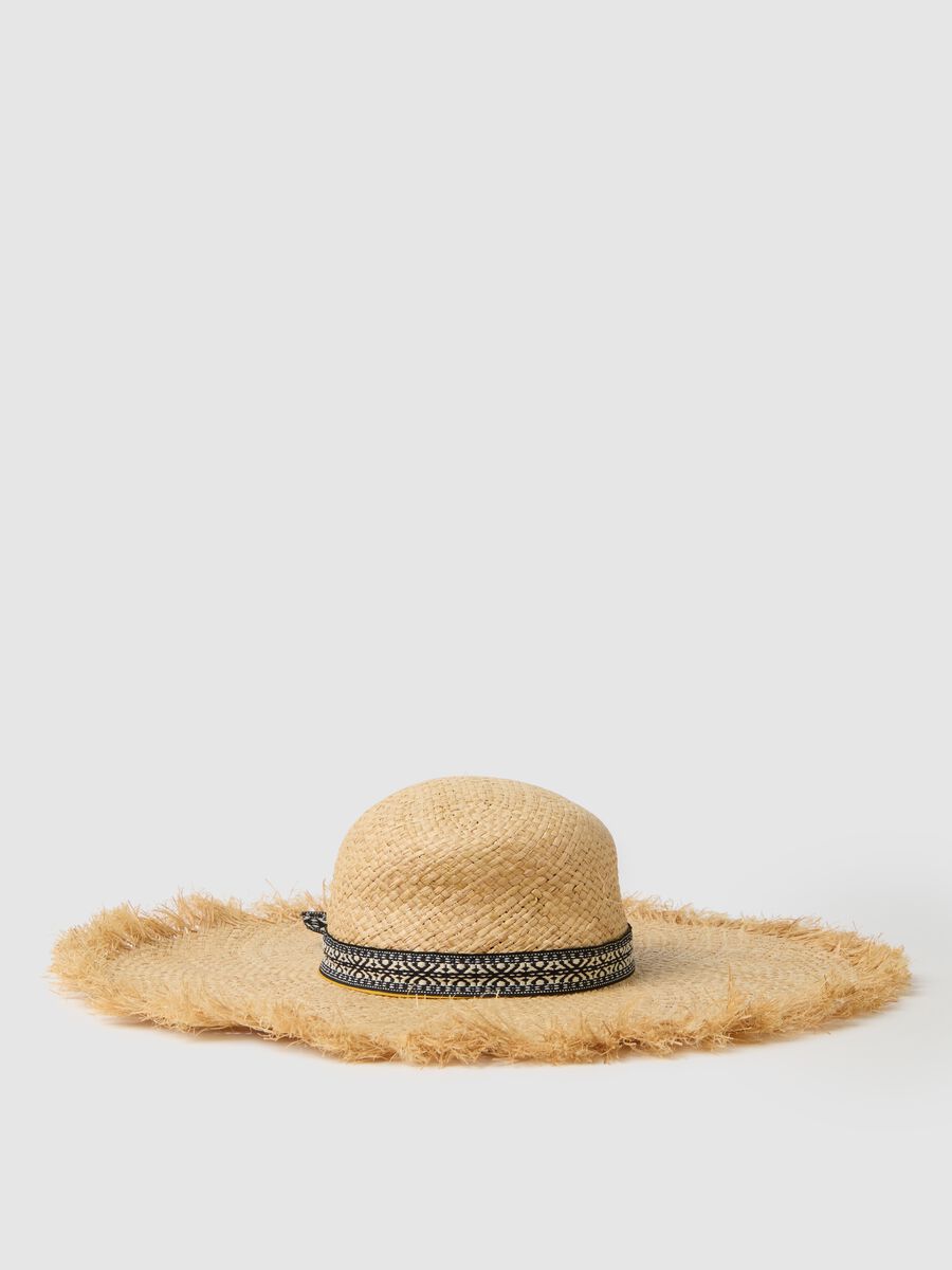 Multicolour straw women's hat with decoration_0