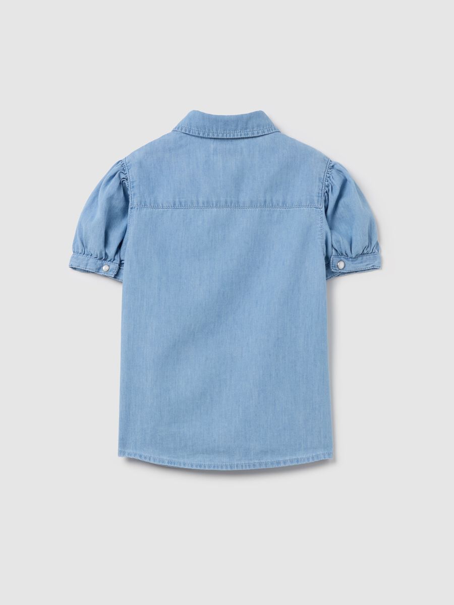 Denim shirt with diamanté logo_4