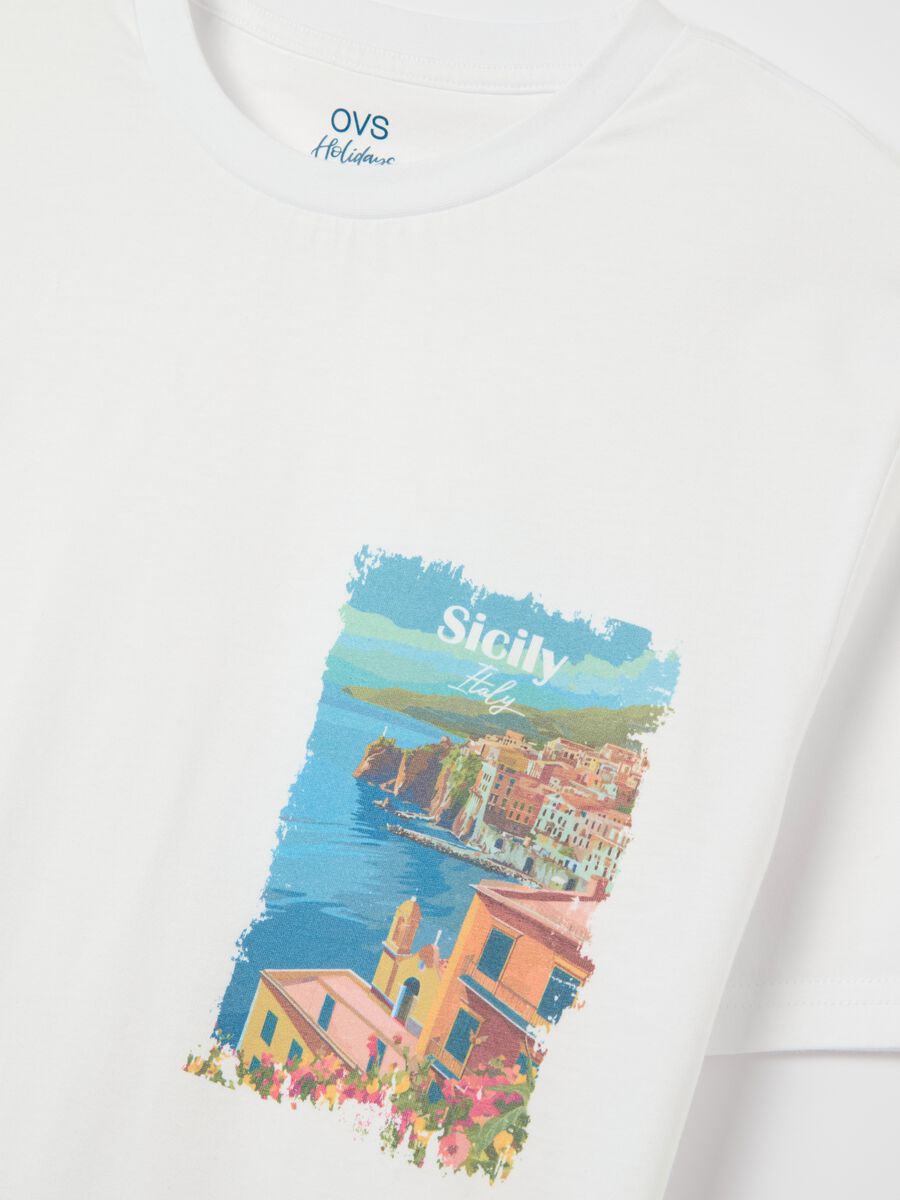 Cotton T-shirt with "Sicily Italy" print_5