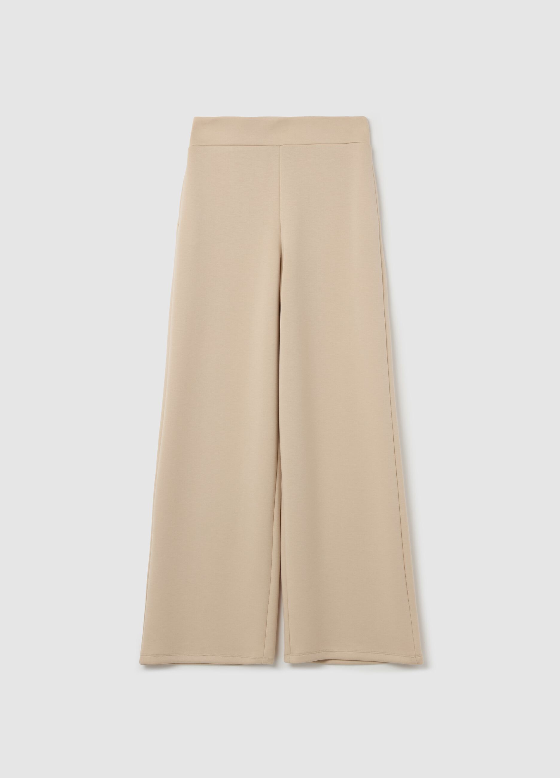 Solid colour wide-leg trousers