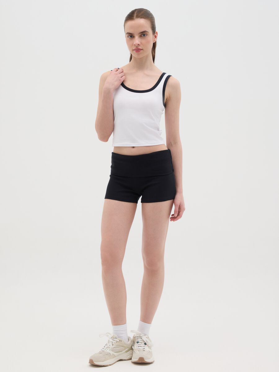 Black and white tank top in stretch cotton_1