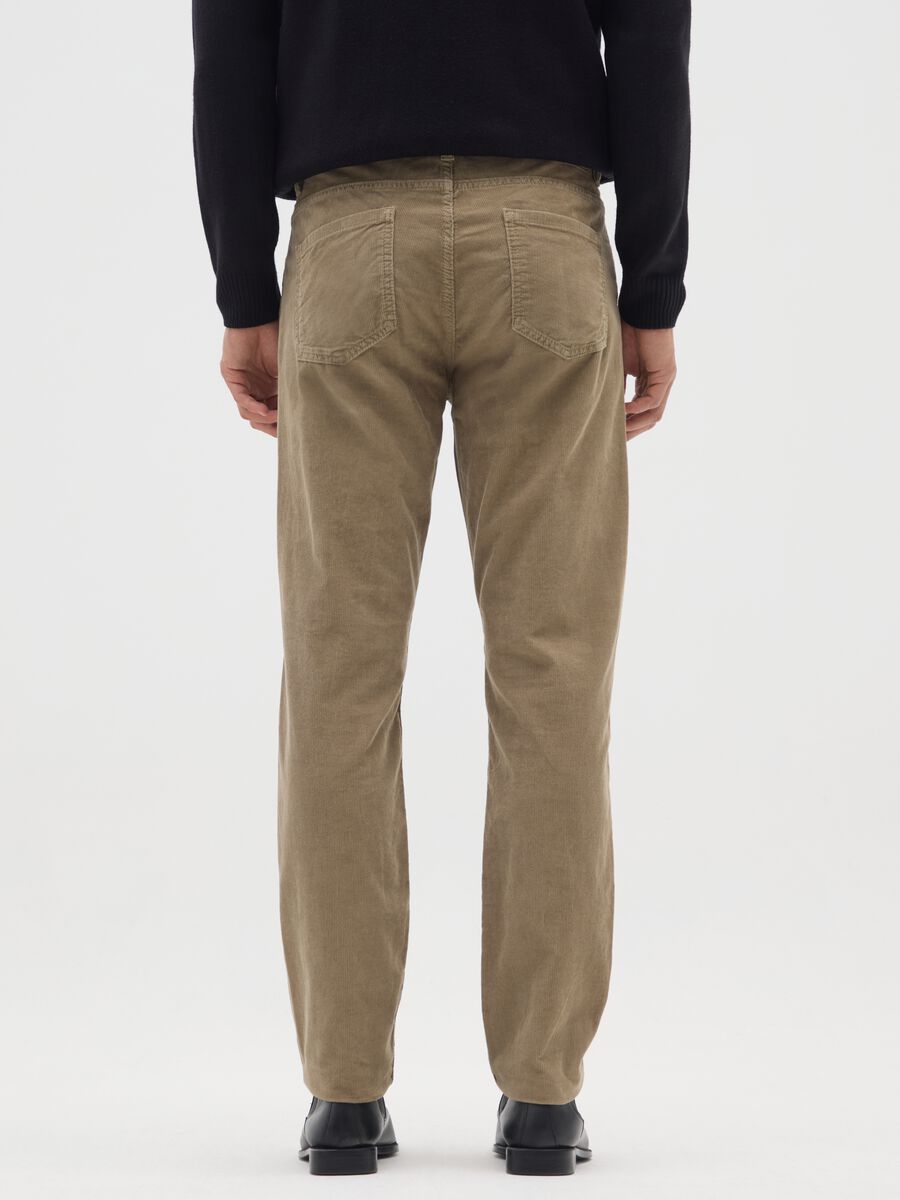Slim fit brown pure cotton trousers_2
