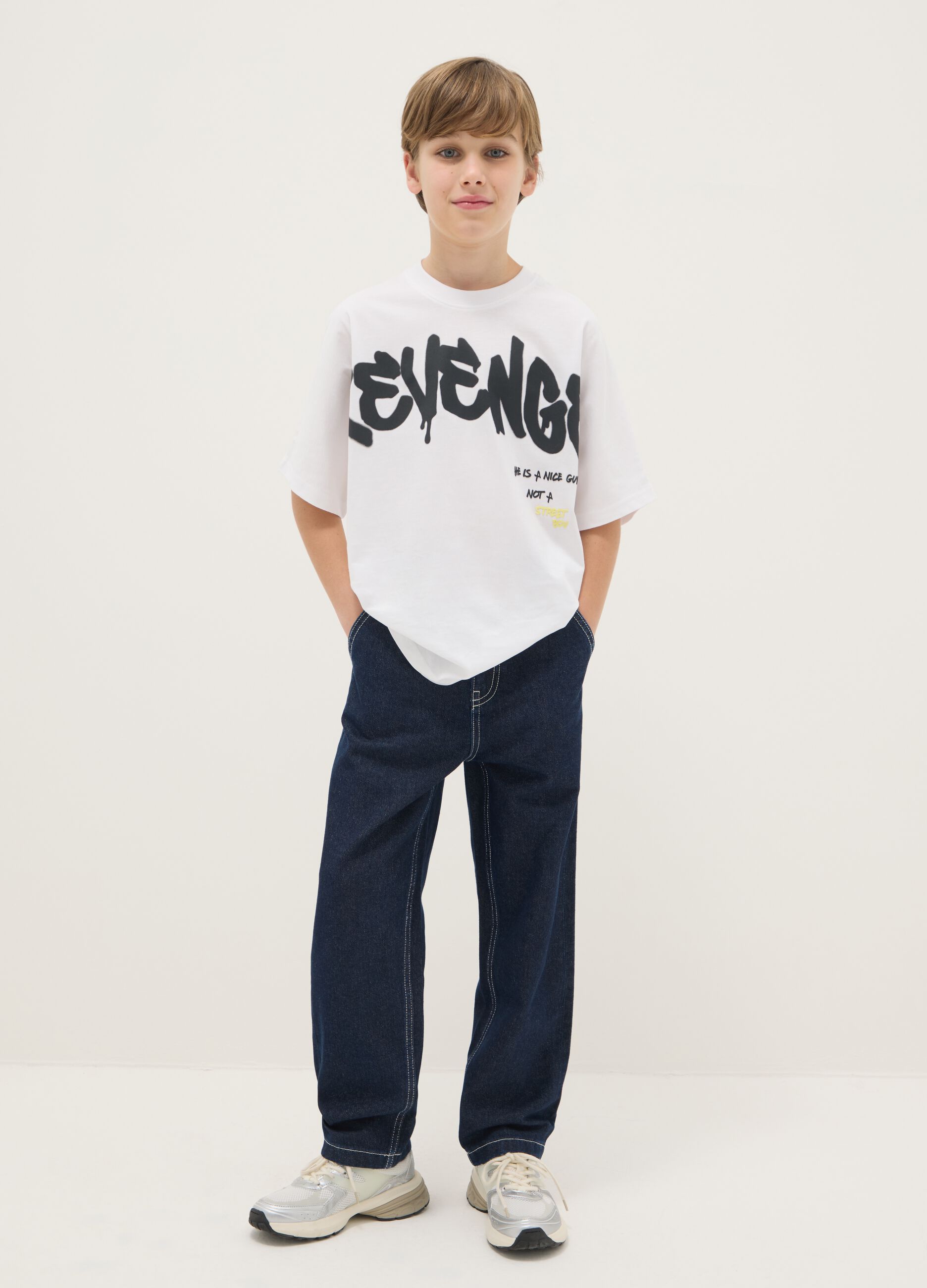Boys' blue pure cotton relaxed fit jeans