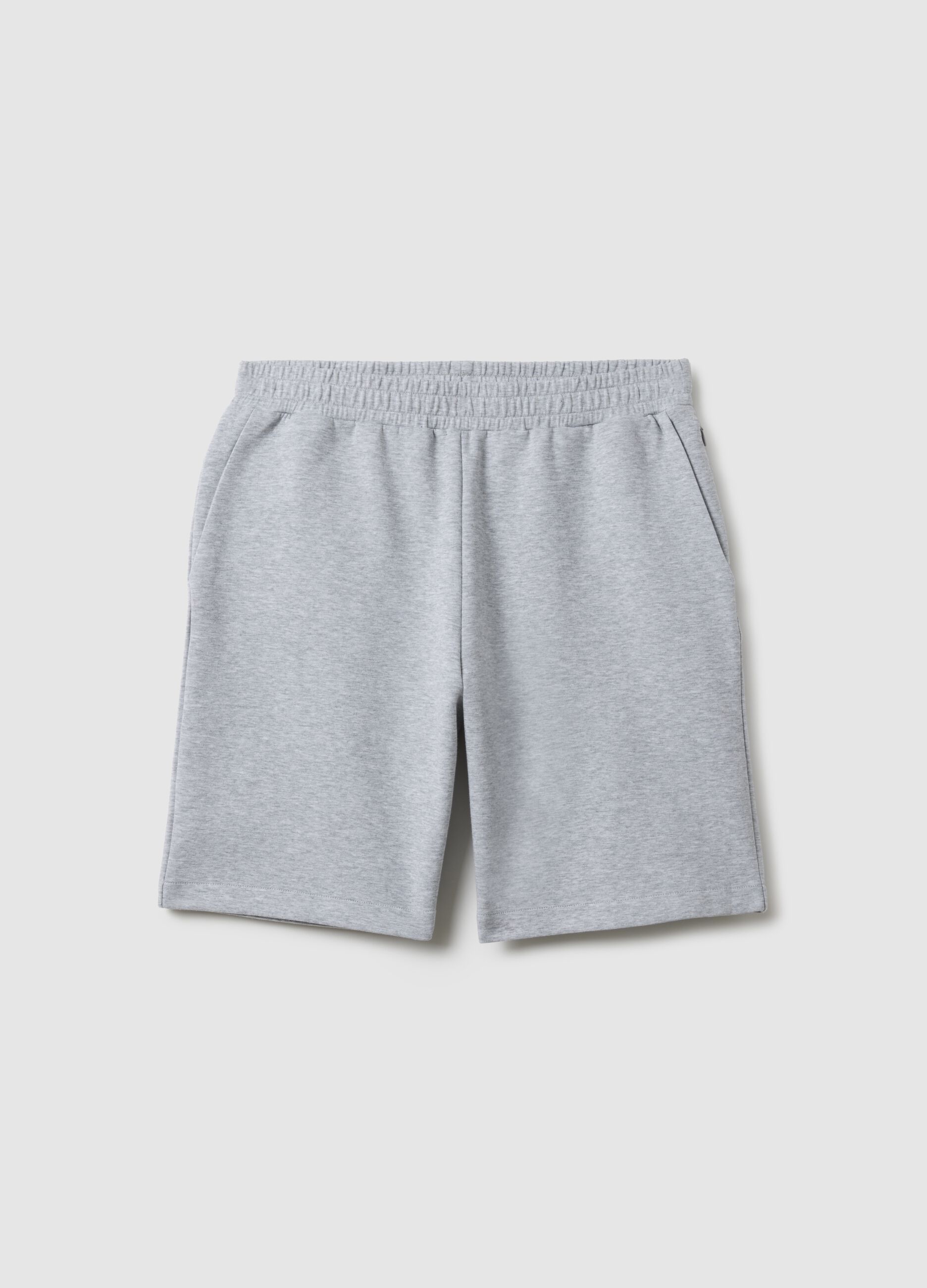 Grey Stretch Cotton Regular Fit Bermuda Shorts