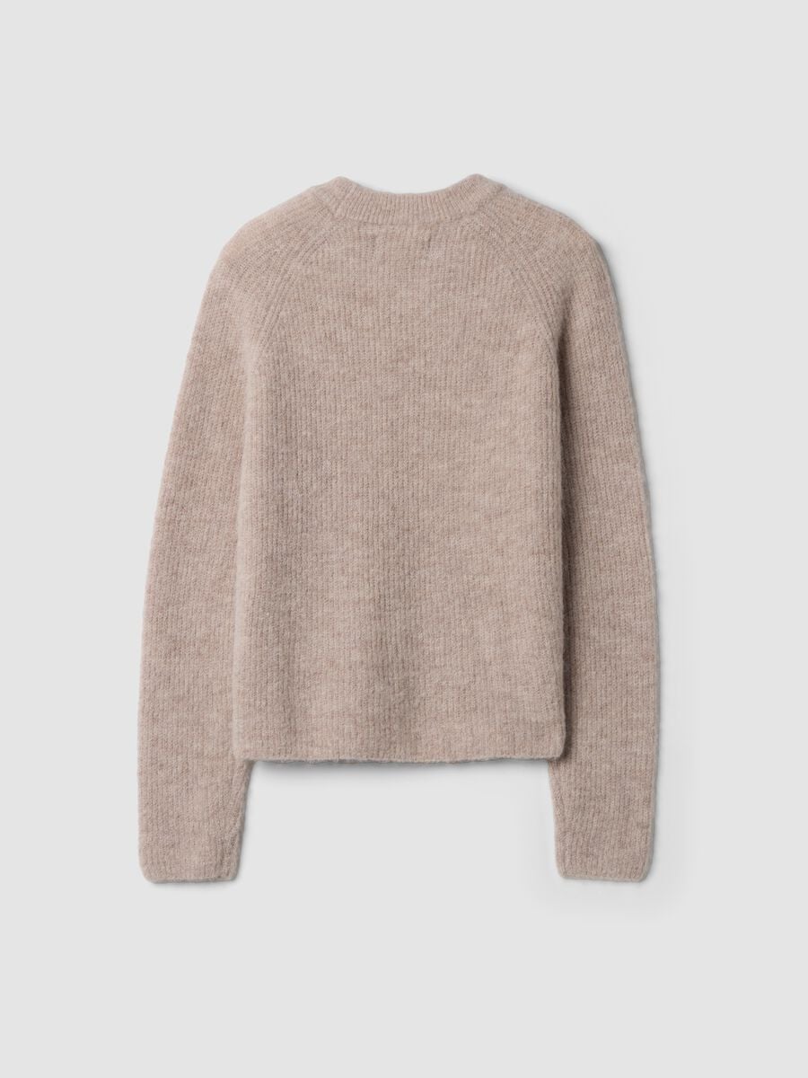 Beige crew-neck jumper in alpaca and stretch wool_2