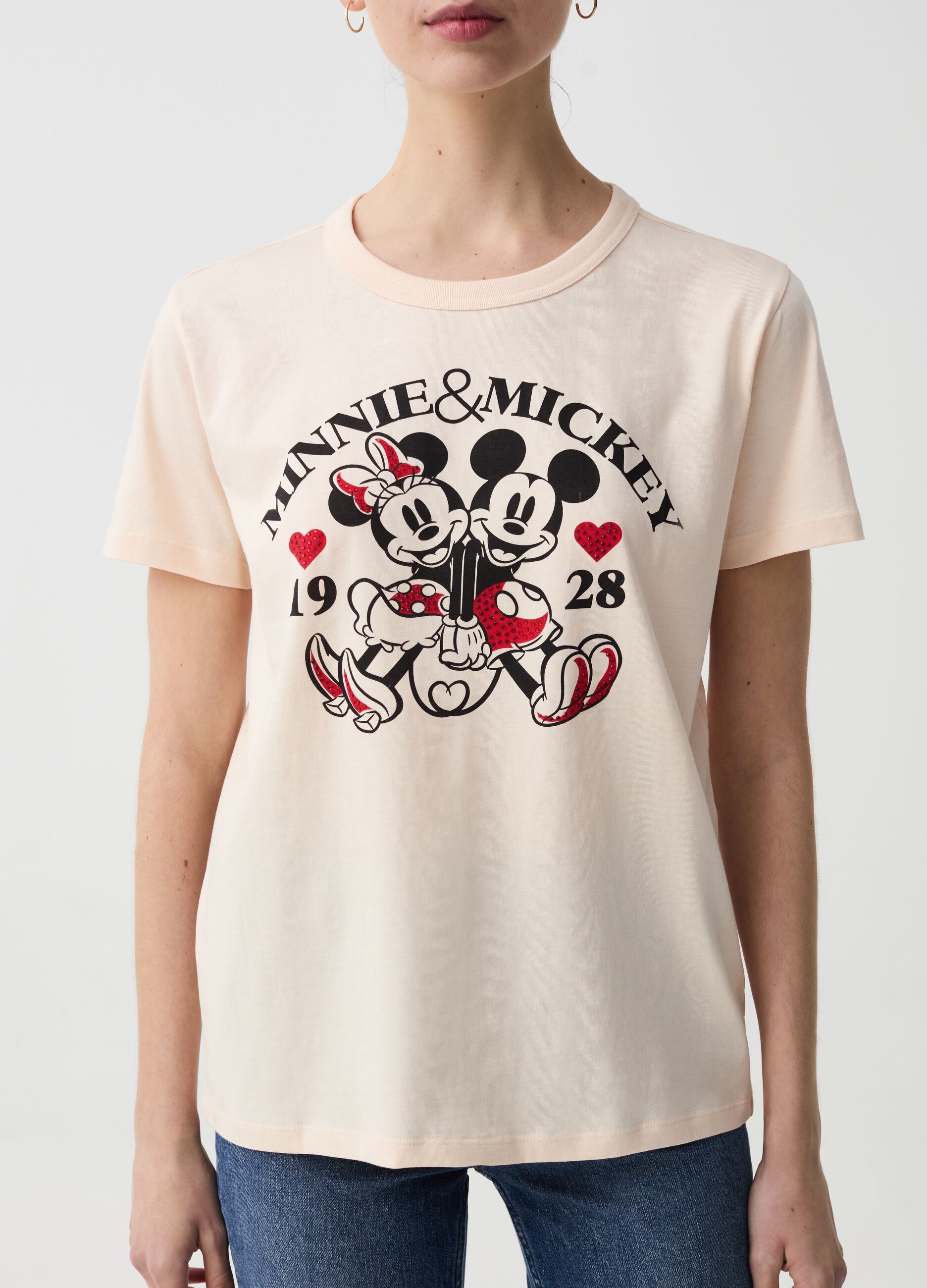 T-shirt con stampa Minnie e Topolino