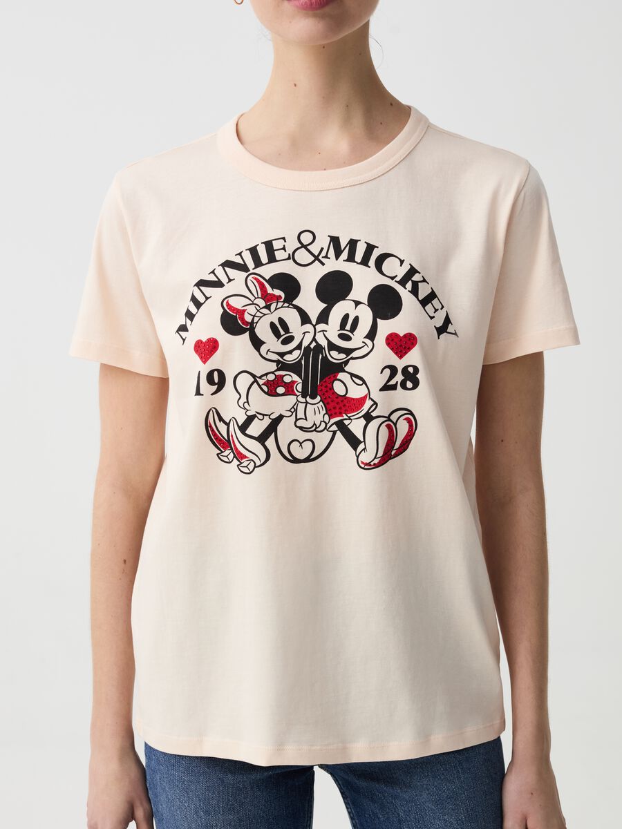 T-shirt con stampa Minnie e Topolino_1
