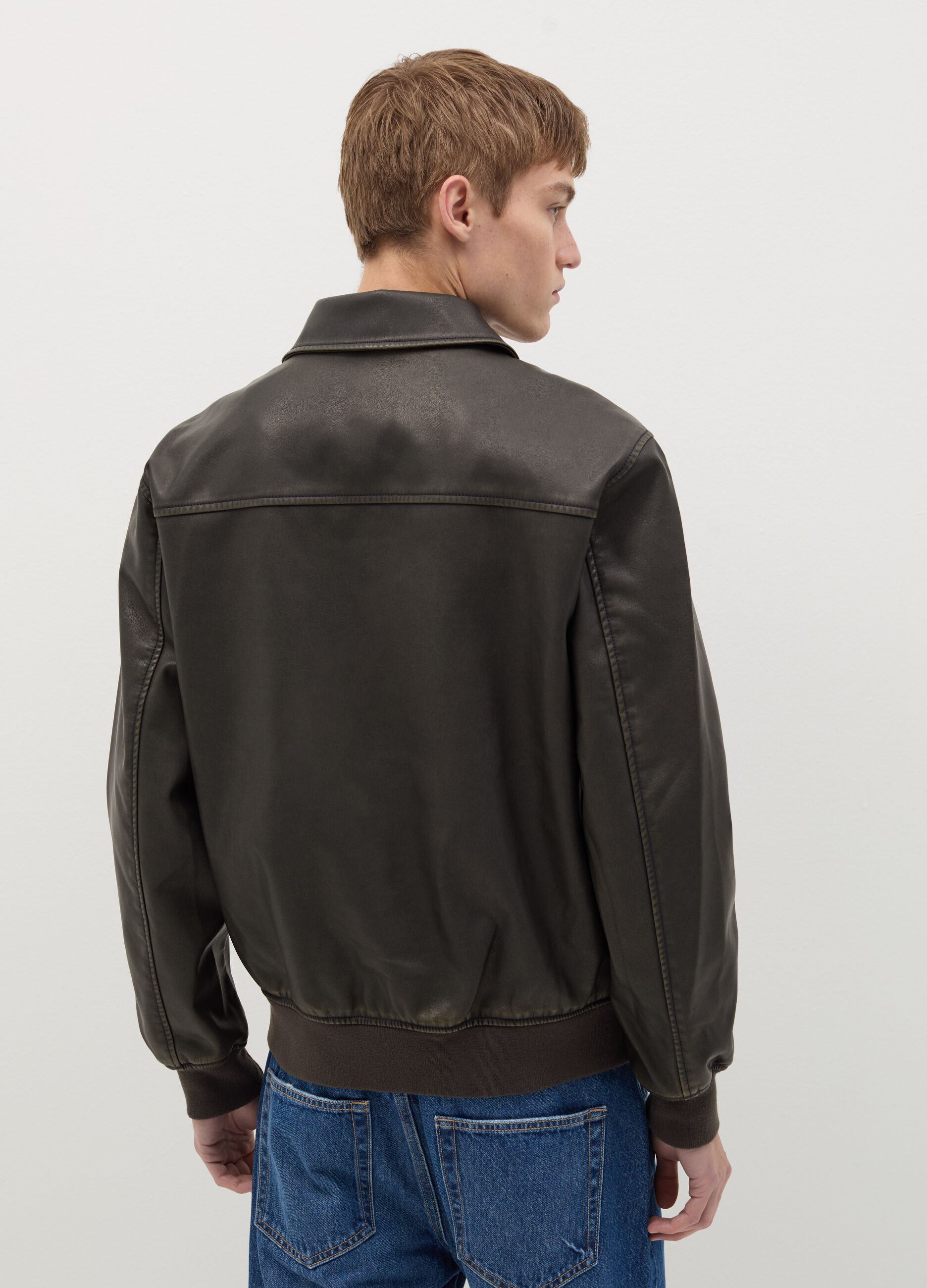 Coated-effect biker jacket