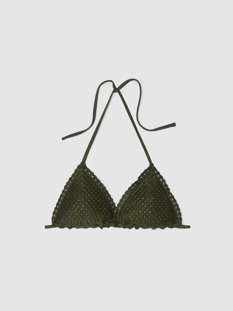 Women’s green bikini top with perforated design details_4