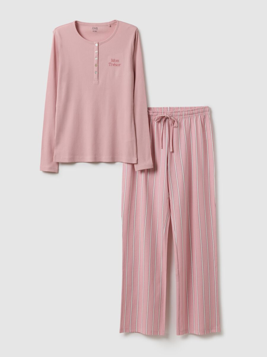 Pink striped pyjamas in pure cotton regular fit_4