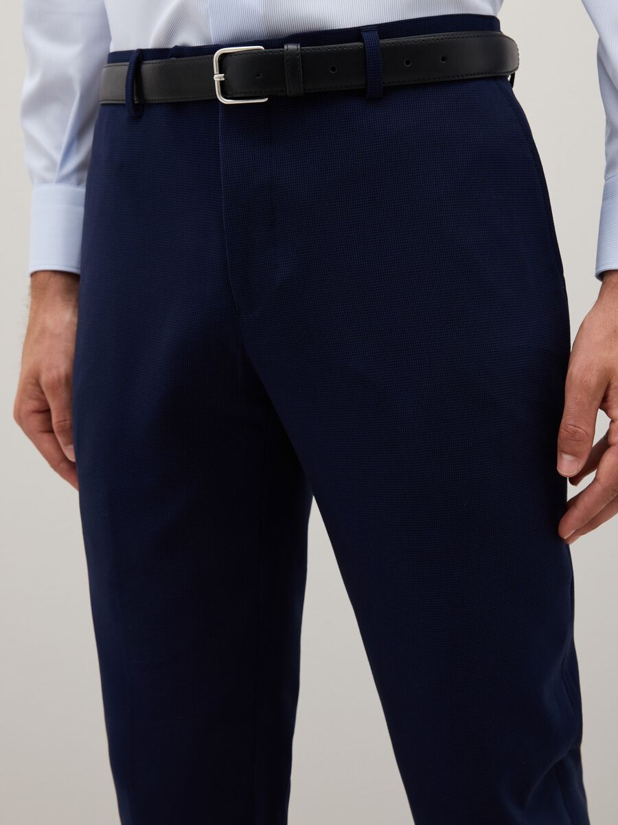 Pantaloni in tessuto elasticizzato blu slim fit_2