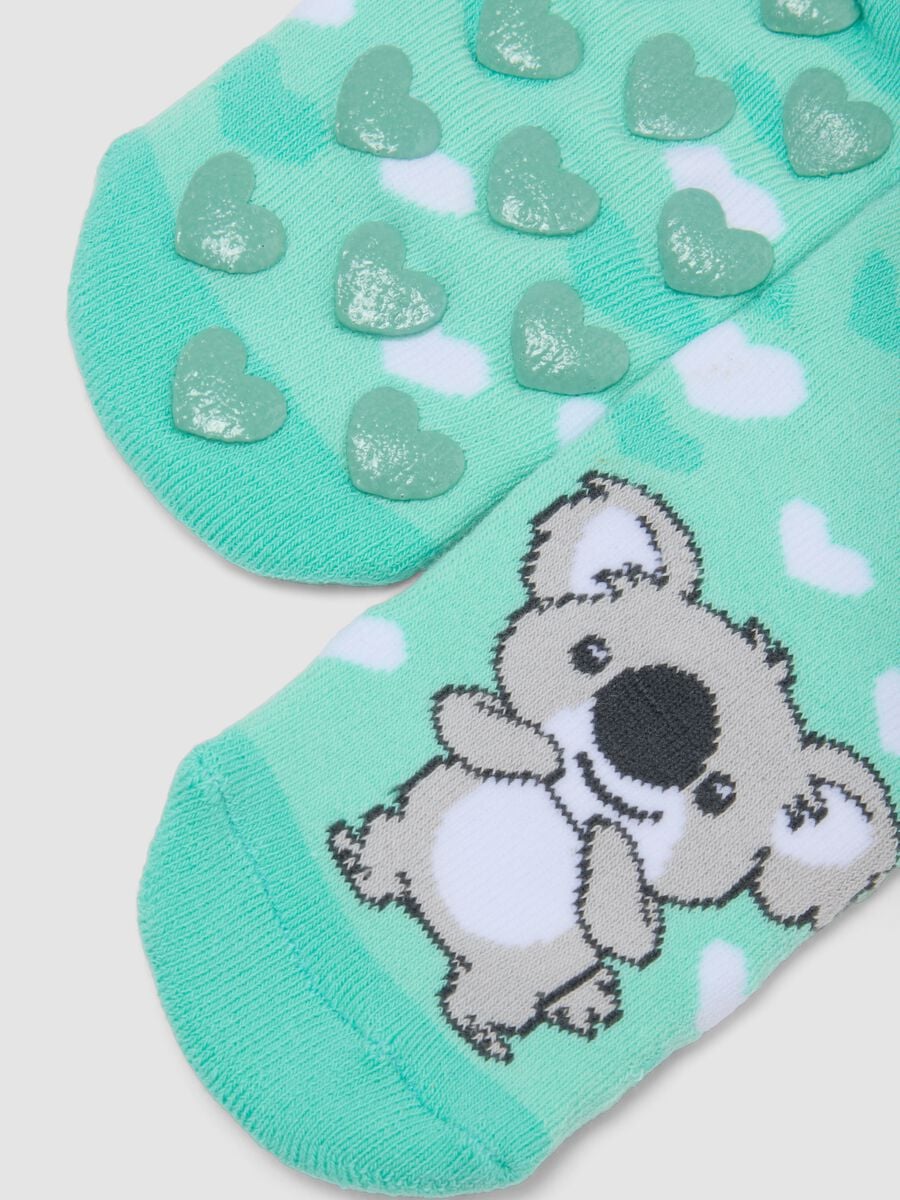 Bipack di calze corte in cotone organico elasticizzato con stampa panda e koala_2