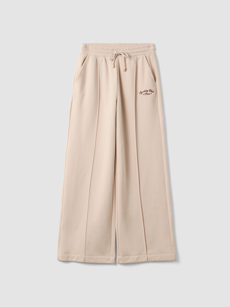 Pantaloni jogger beige in misto cotone straight fit_3