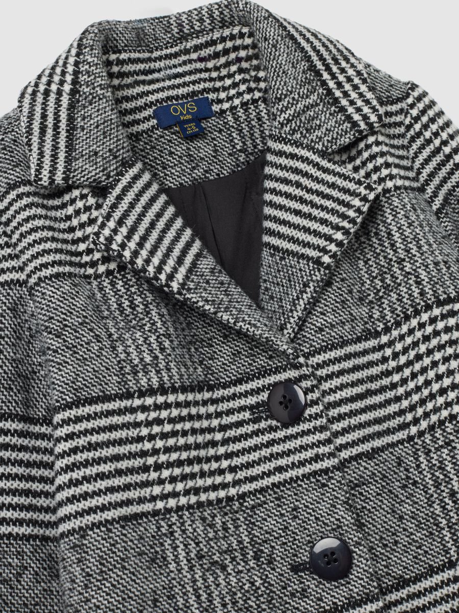 Girls' grey checked regular fit coat_2