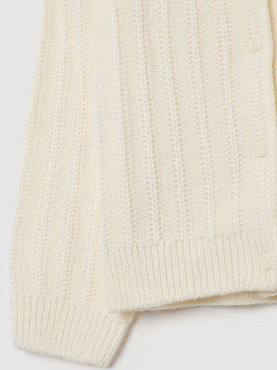 Cardigan da bambina bianco regular fit con bottoni_3