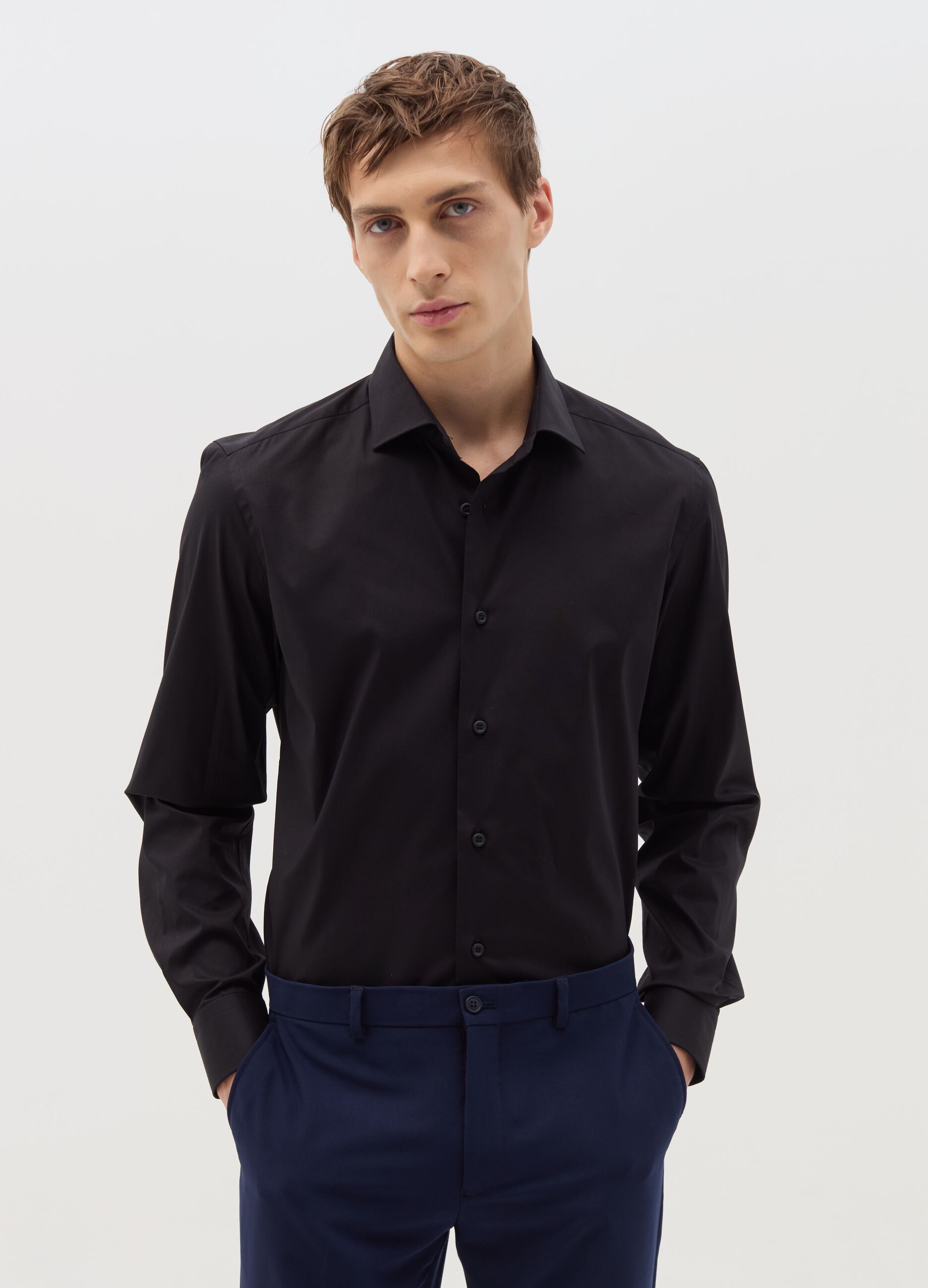 Camicia slim fit in cotone stretch