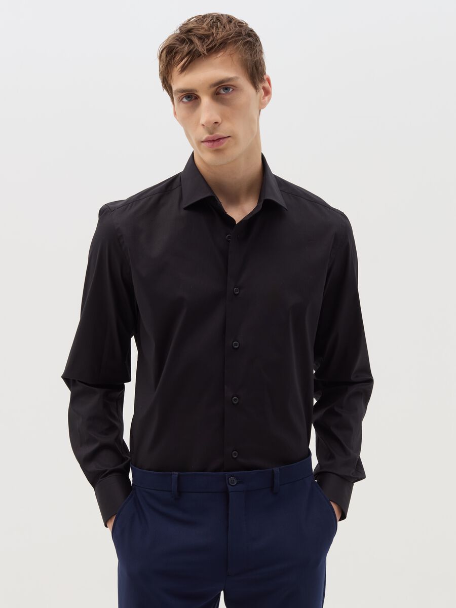 Camicia slim fit in cotone stretch_0