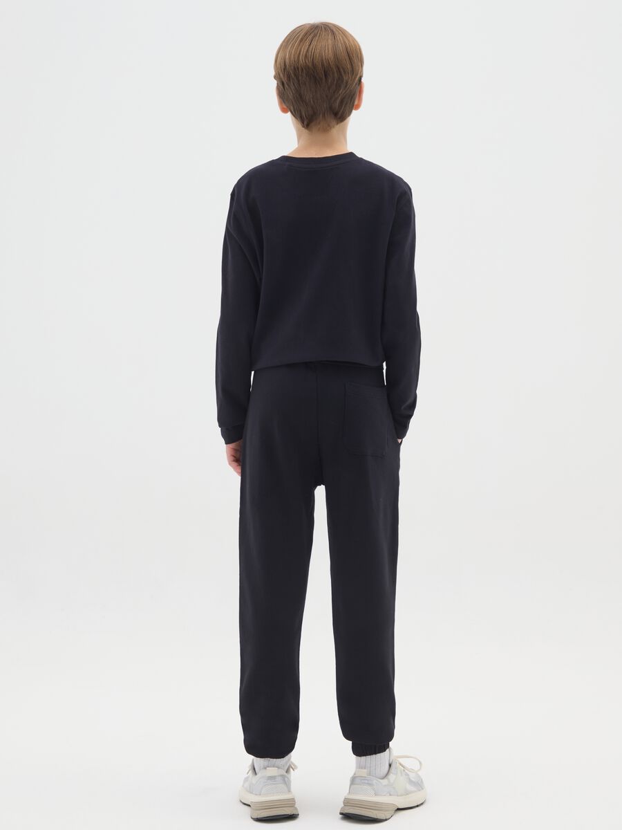 Pantaloni jogger neri da ragazzo in puro cotone regular fit_1