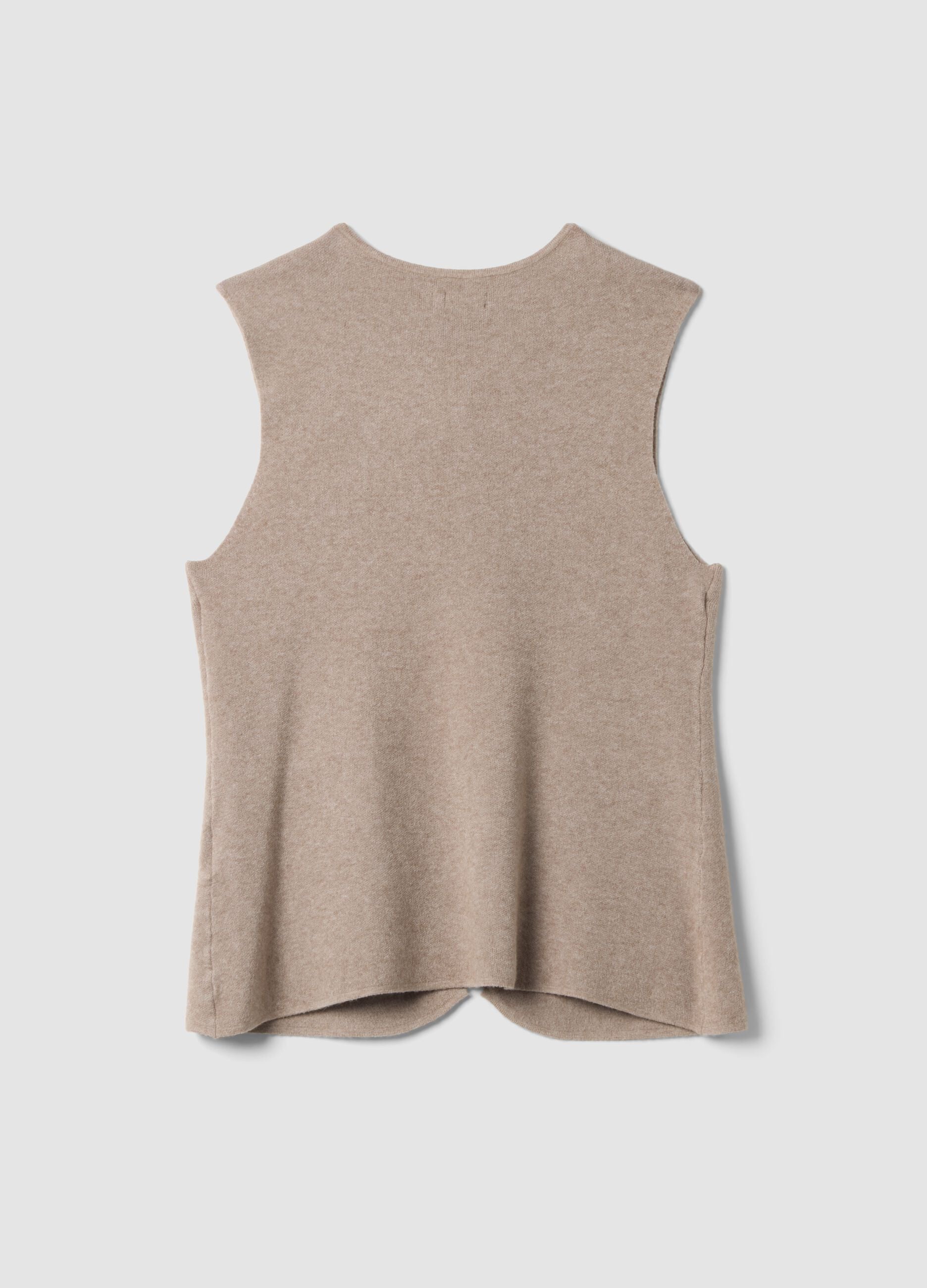 Beige viscose-blend gilet with jewel buttons