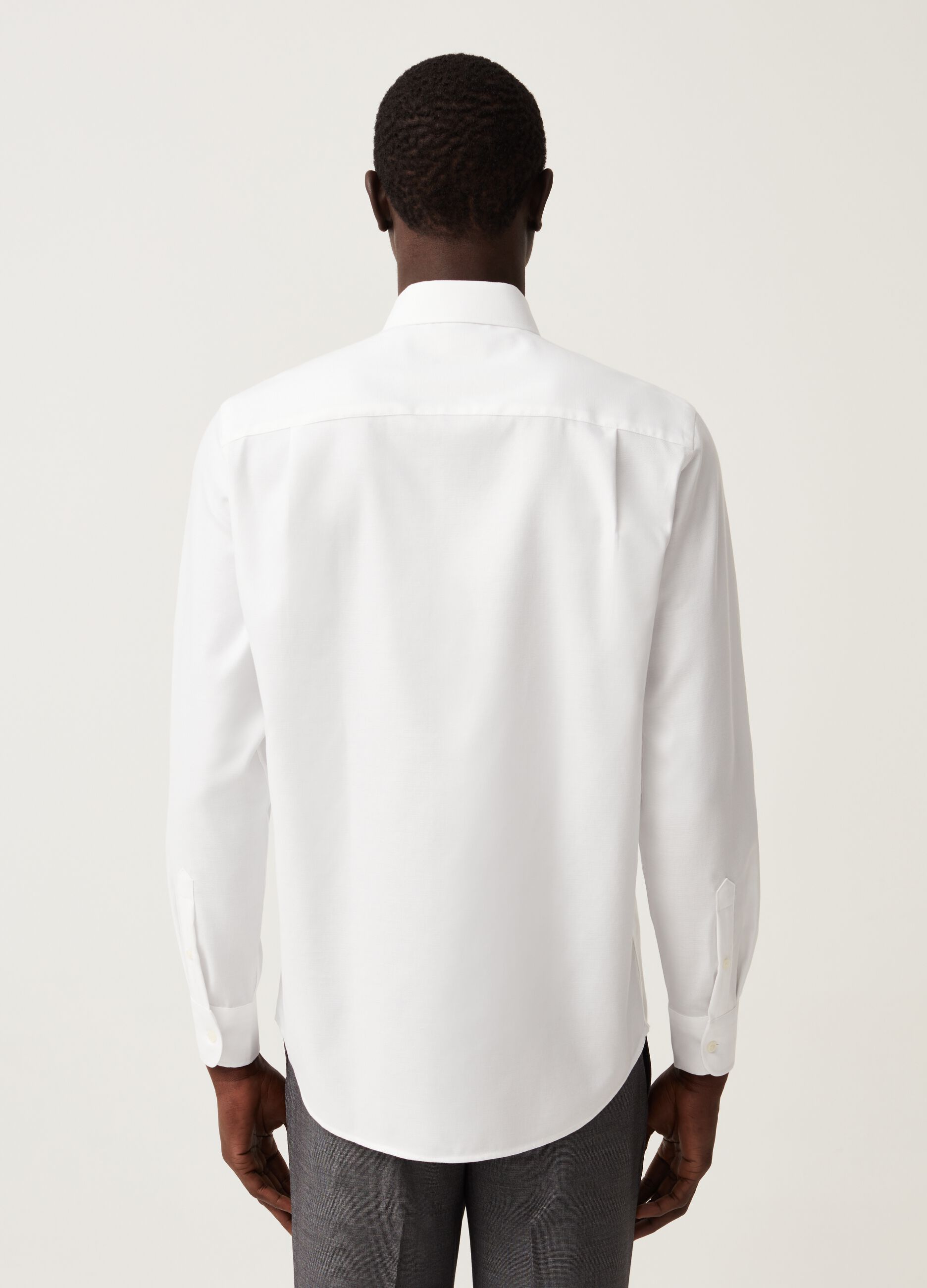 Camicia regular fit in cotone piquet no stiro Bianco da Uomo OVS