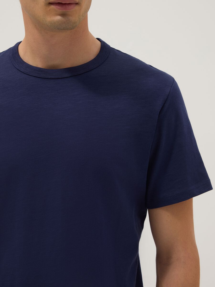 Blue short sleeve pure cotton t-shirt regular fit_3