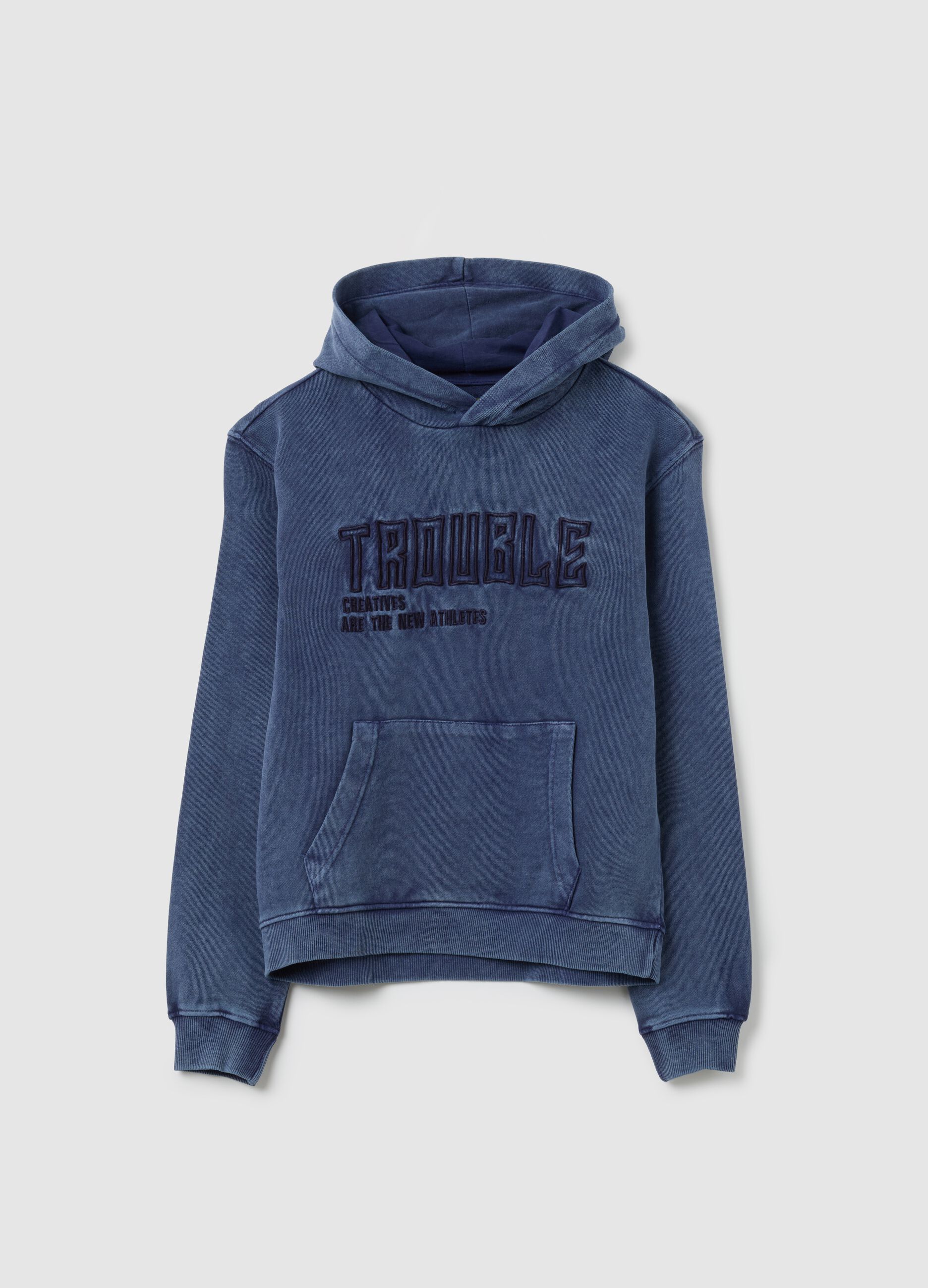 Felpa da ragazzo in puro cotone blu regular fit