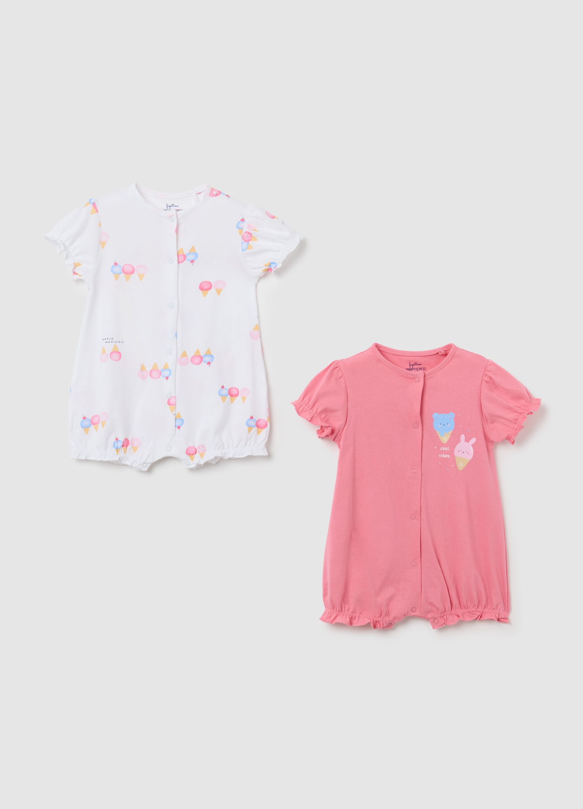 Tutine da neonata in puro cotone multicolor con maniche corte