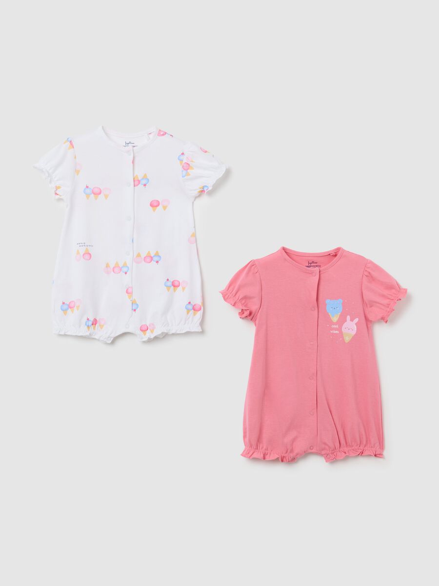 Cotton jersey baby girl rompers with ice cream pattern_0