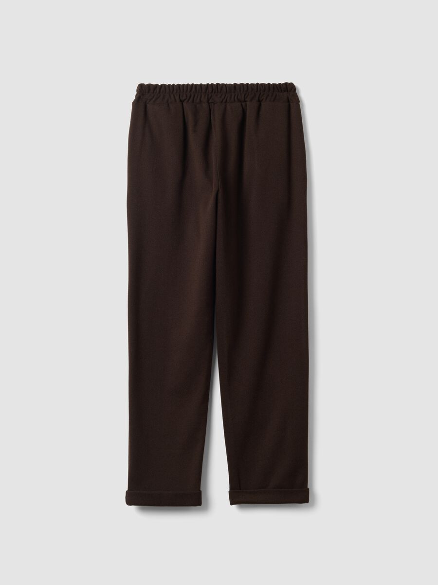 Pantaloni marroni regular fit con motivo chevron_6