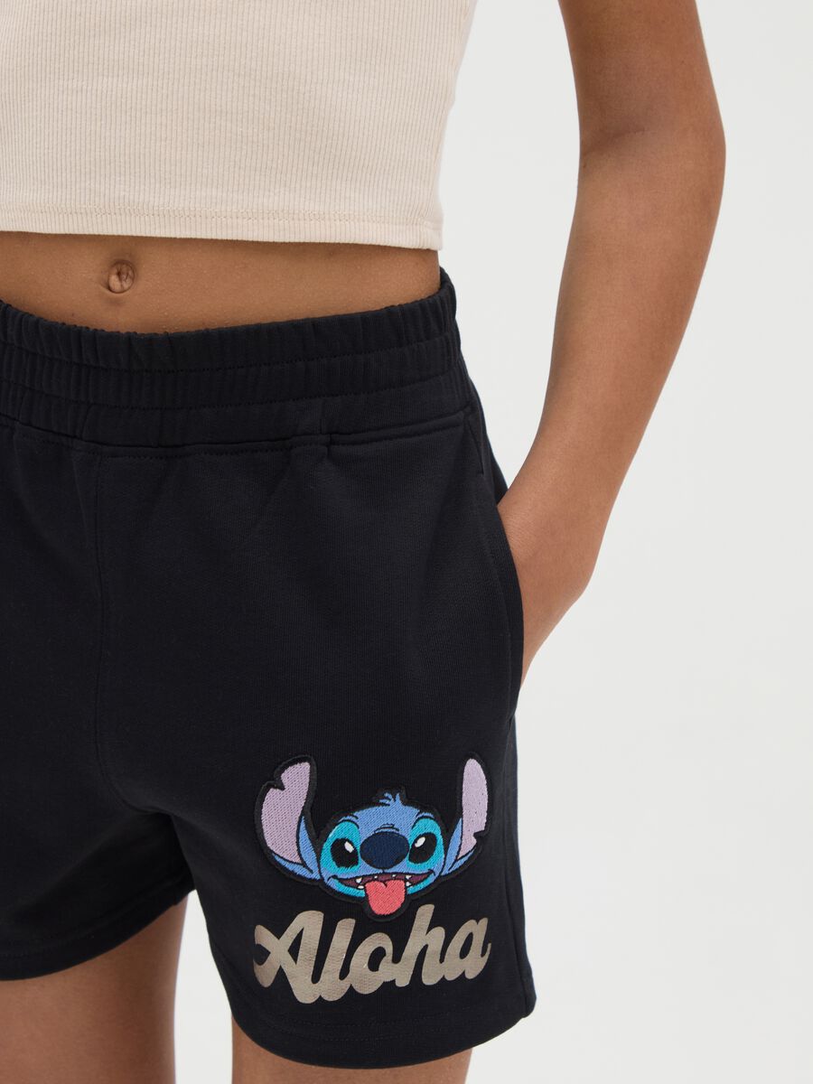Shorts in cotone con stampa Stitch_1