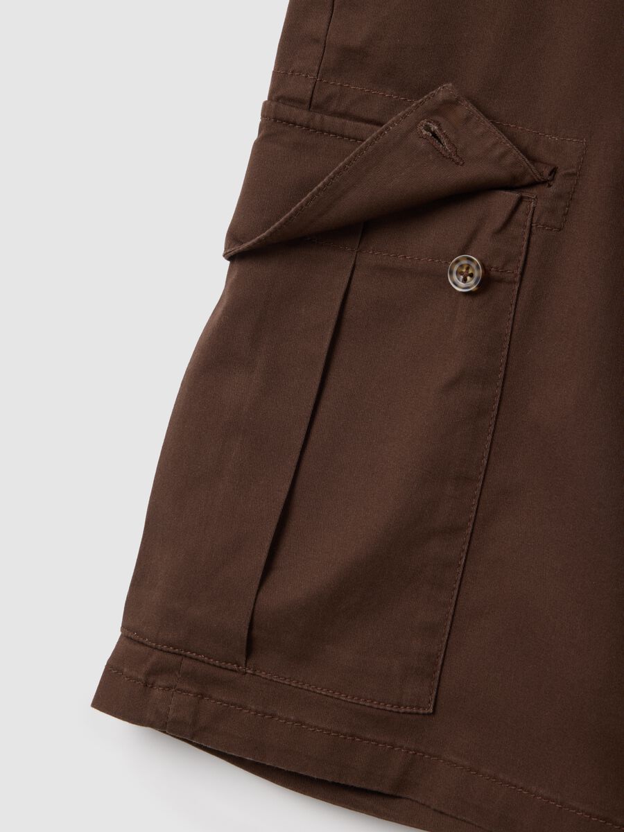 Brown Cargo Shorts Piombo_1