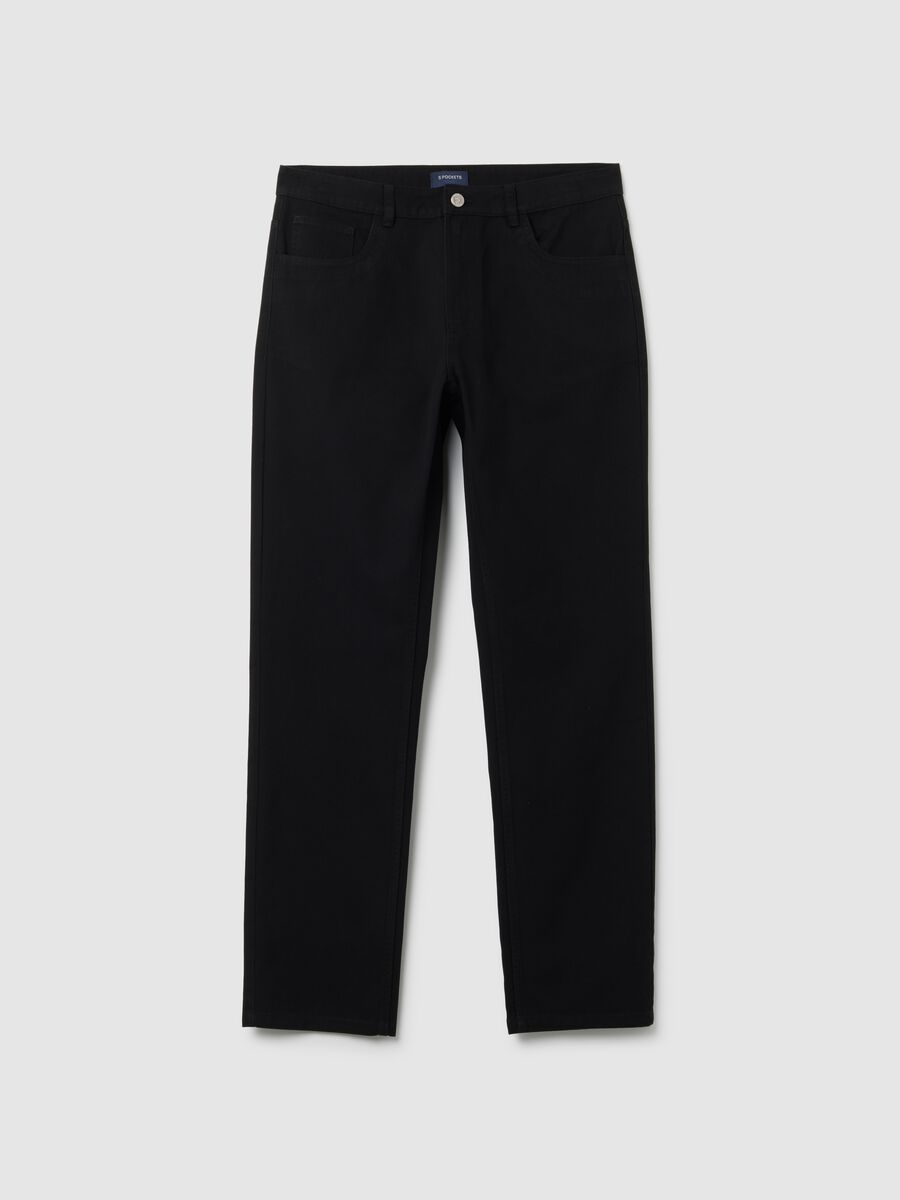 Black Regular Fit Pure Cotton Trousers_4