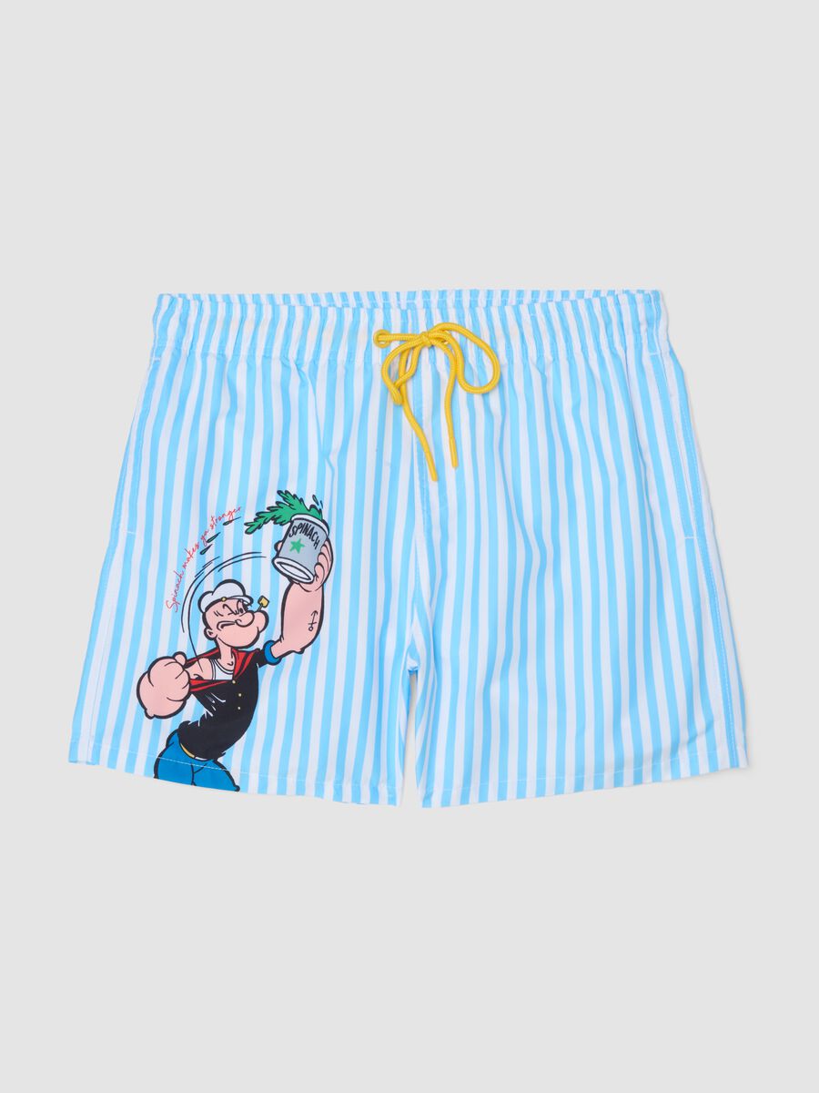 Multicolour striped swim shorts with Popeye print_4