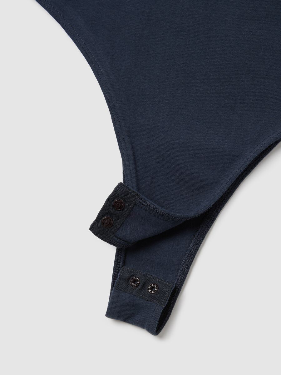 Women's stretch cotton blue bodysuit regular fit with square neckline_5
