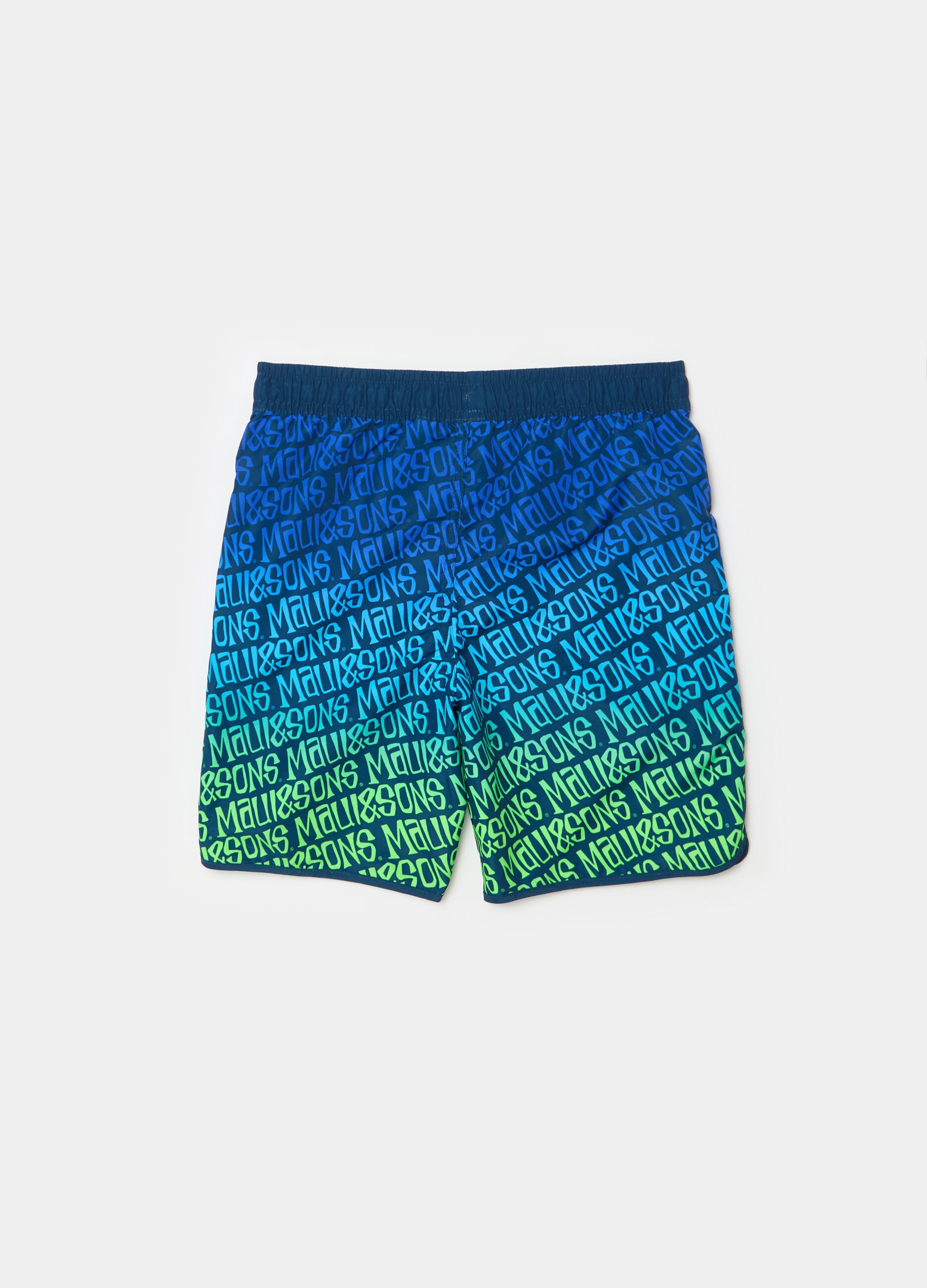 Swimming shorts with drawstring and print