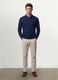 Navy stretch-cotton long-sleeve polo shirt, regular fit_1