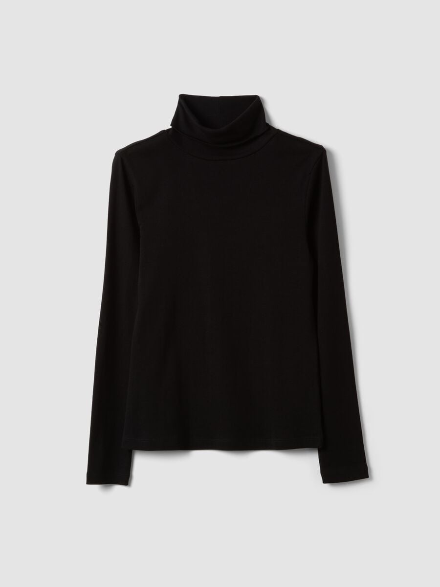 Black pure cotton long-sleeve crew-neck T-shirt_4
