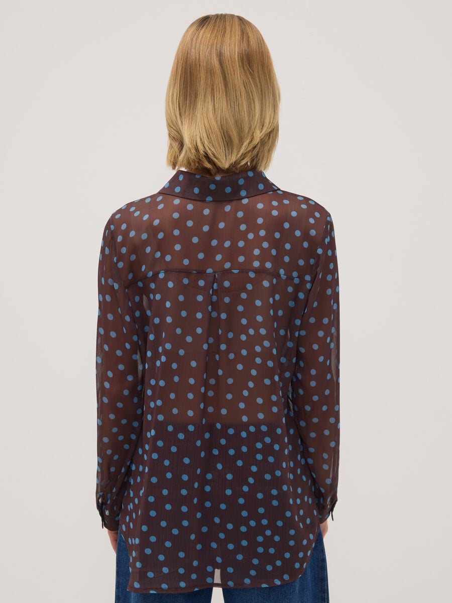 Brown and blue polka-dot regular-fit shirt_3