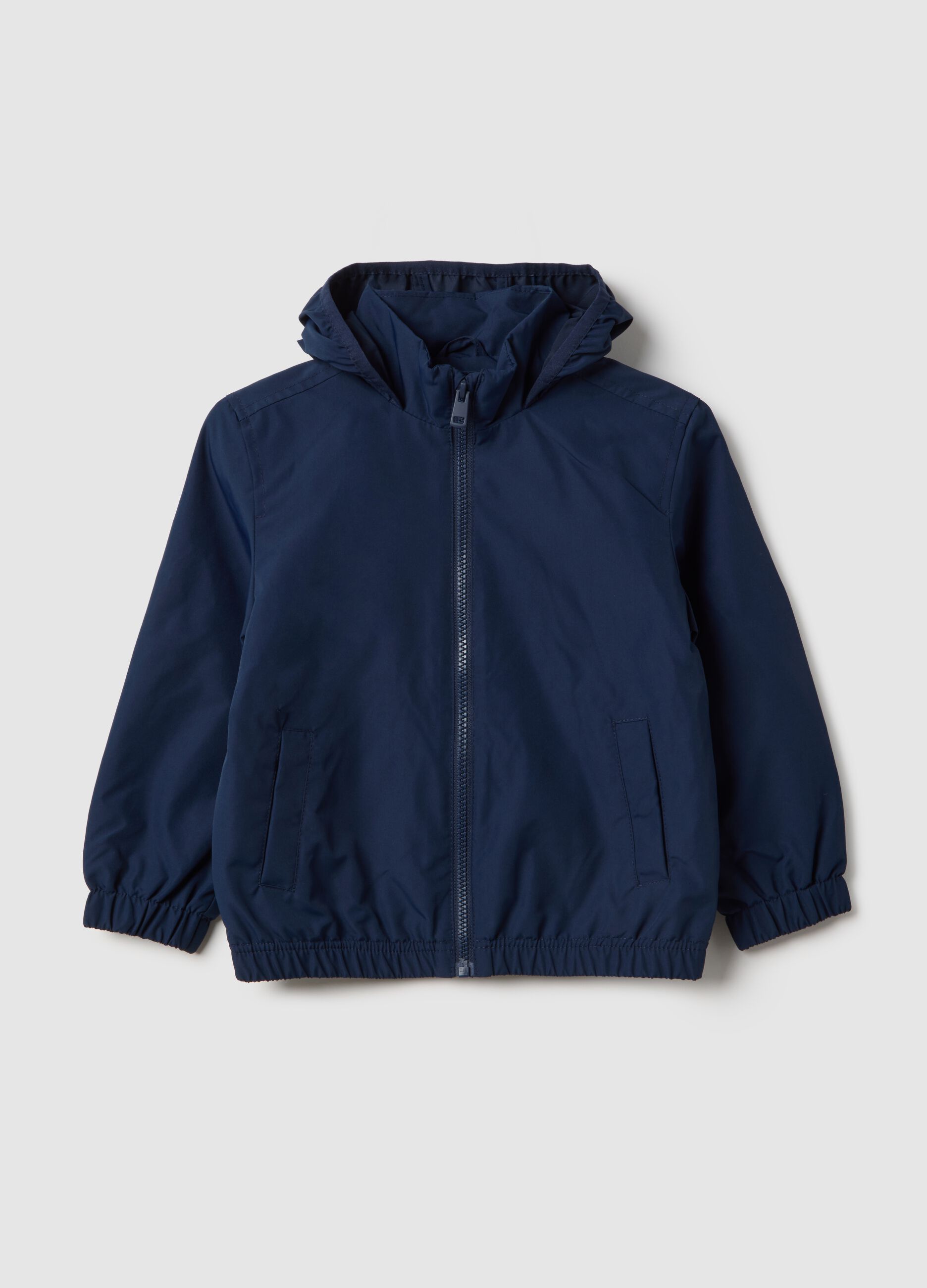 Child's blue regular fit jacket with full zip and hood