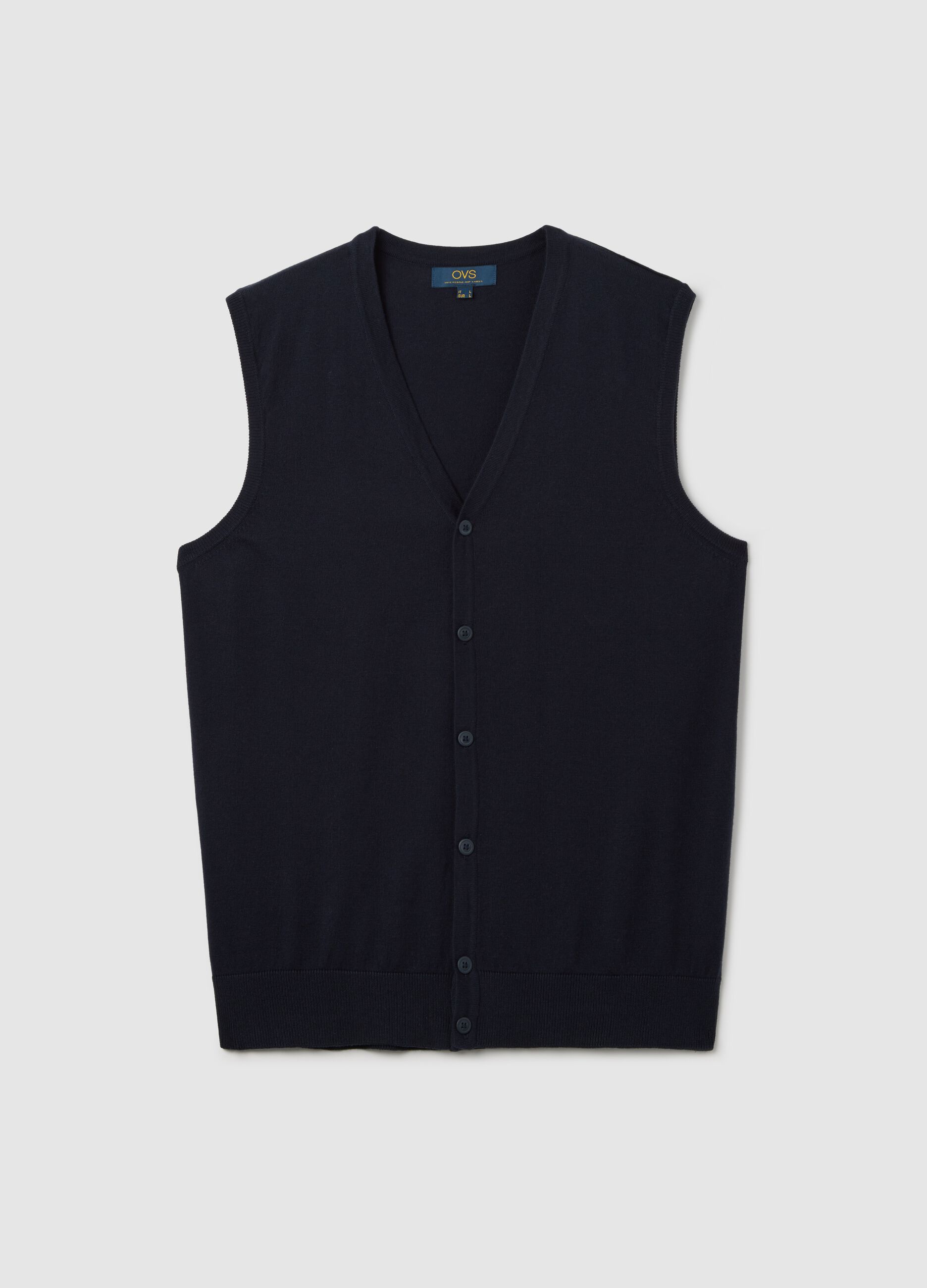 Gilet with V neck and buttons