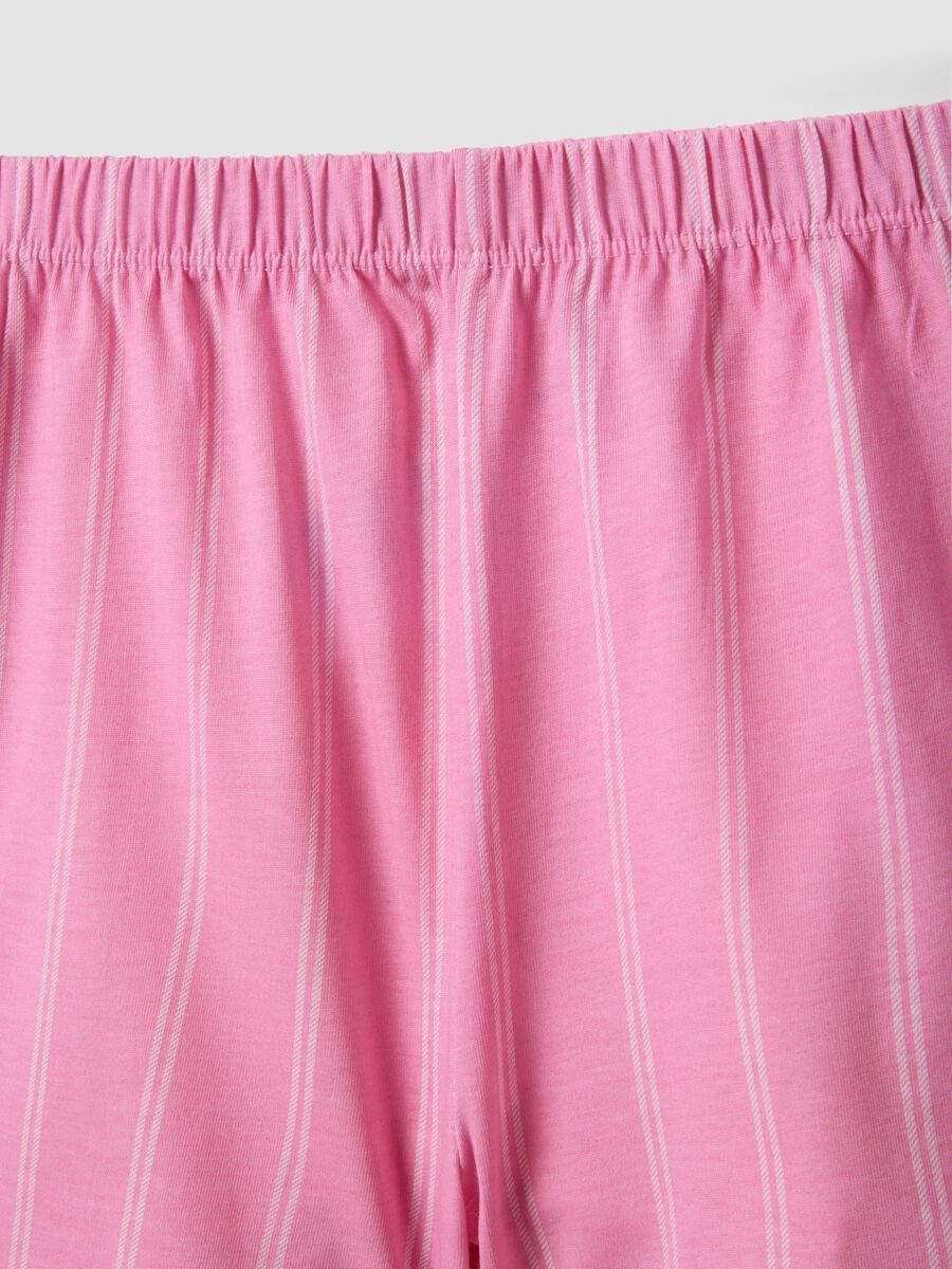 Pigiama corto in puro cotone rosa da ragazza regular fit con stampa_3