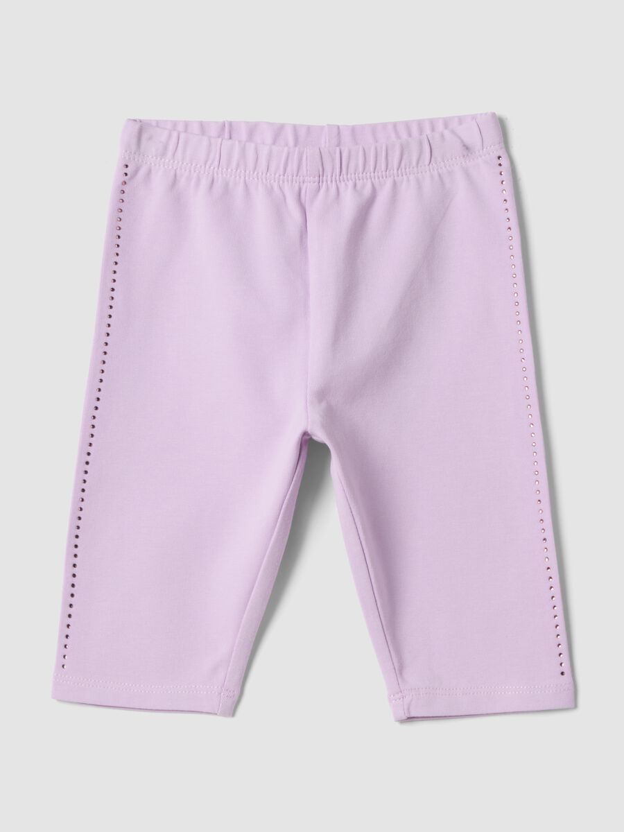 Pink slim-fit stretch organic cotton leggings for baby girls_0