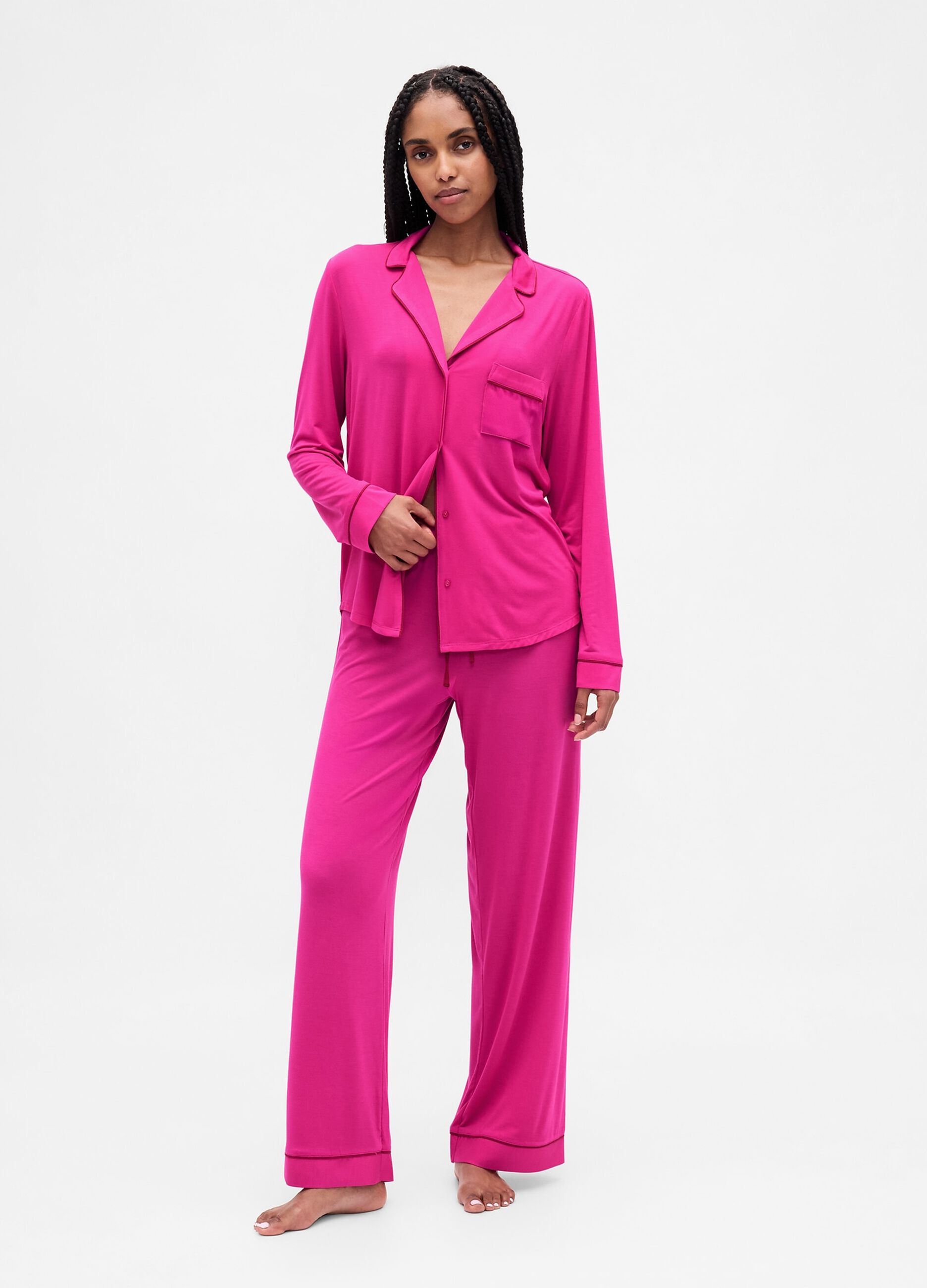 Stretch Modal Pink Pyjamas