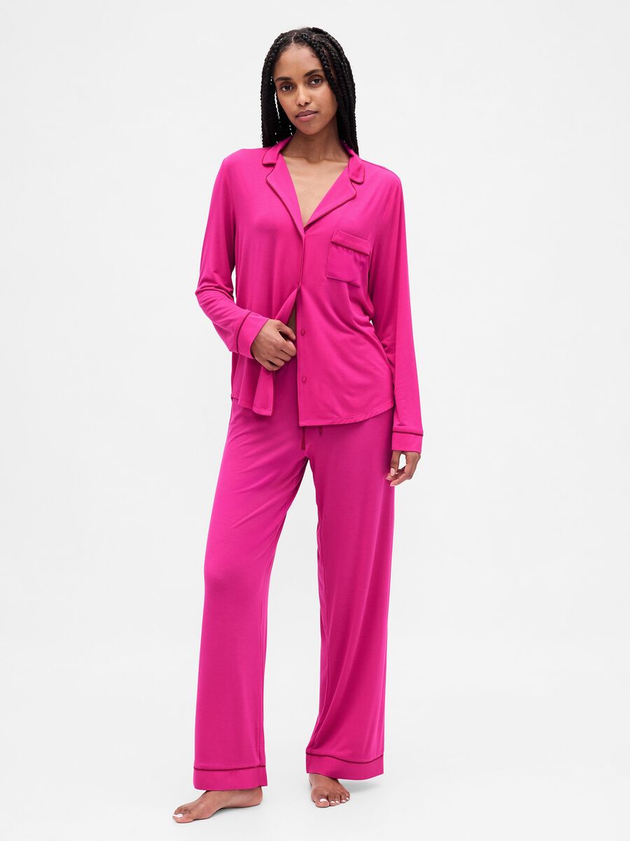 Pigiama rosa in modal elasticizzato_0
