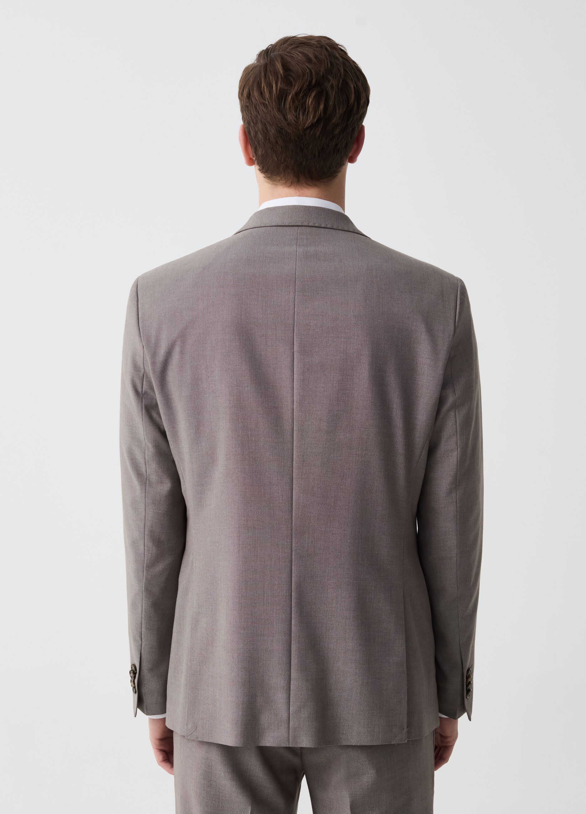 Regular-fit single-breasted blazer with micro structure