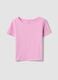 Pink pure cotton T-shirt with crew neck_4